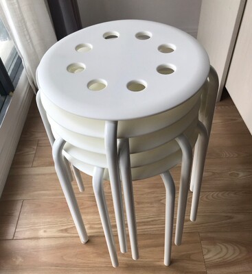 宜家ikea玛留斯凳子圆凳铁凳可叠放餐厅用凳板凳小圆凳包邮