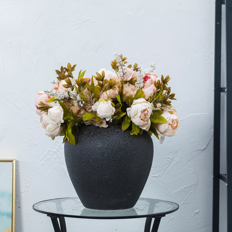 复古插花陶罐景德镇摆件装饰品陶艺客厅落地干花花瓶