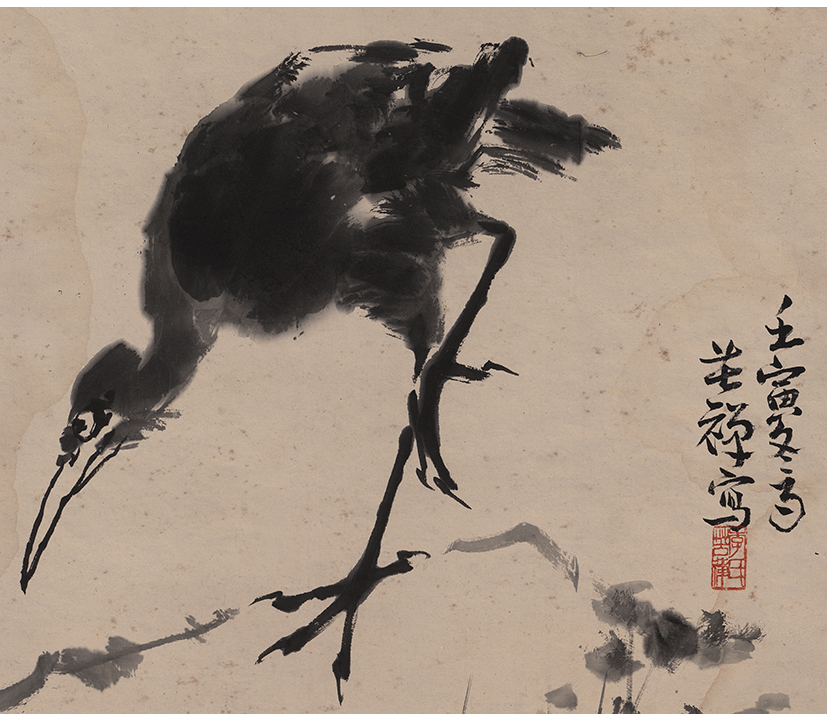 近代李苦禅国画水墨画动物图案斗方小品真迹高清国画