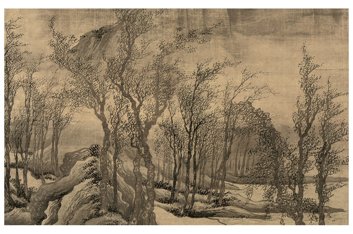 唐寅步溪古代名画山水画立轴真迹高清复制客厅国画