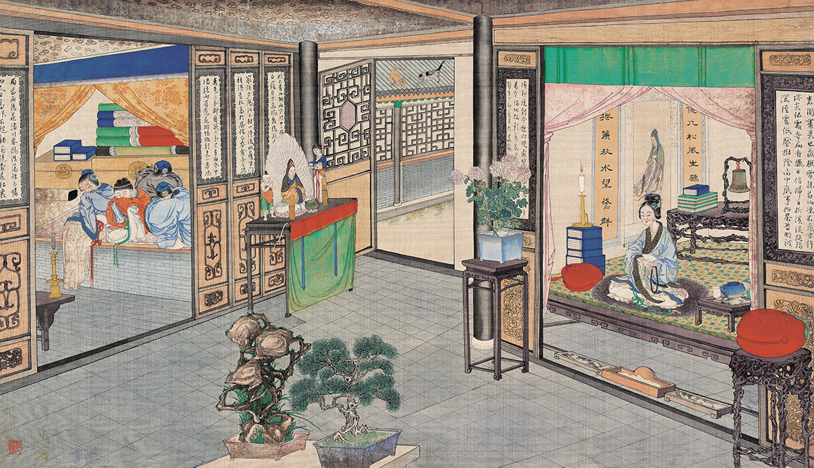 清微古代中国临摹复制高清微装饰画画册挂画红楼梦国画