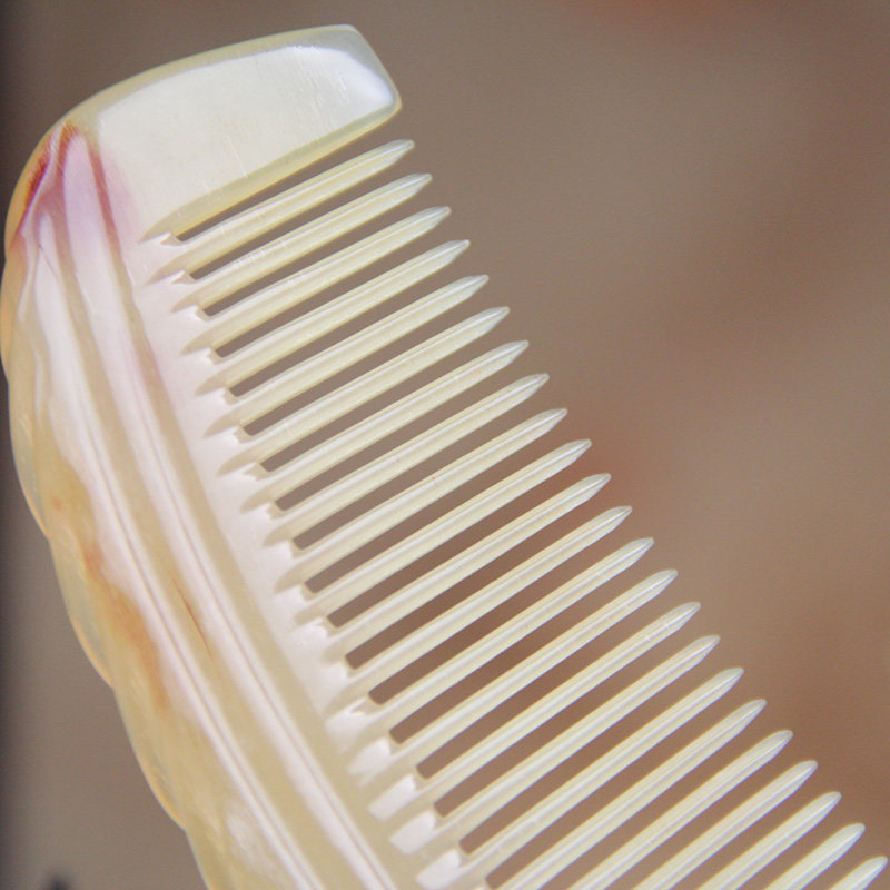 加厚羊角梳子纯正正品天然卷发木梳女家家用梳子