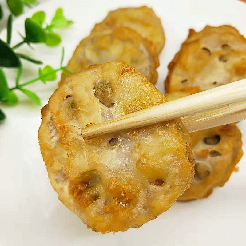 藕盒莲藕夹肉馅黄金藕盒子 脆炸藕合油炸小吃冷冻半成品粥店特色