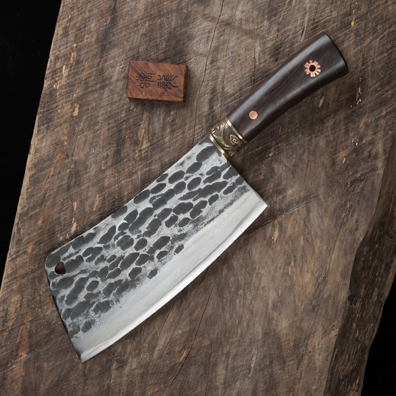 龙泉螭龙手工锻打家用斩骨菜刀商用排骨鸡鸭斩骨刀