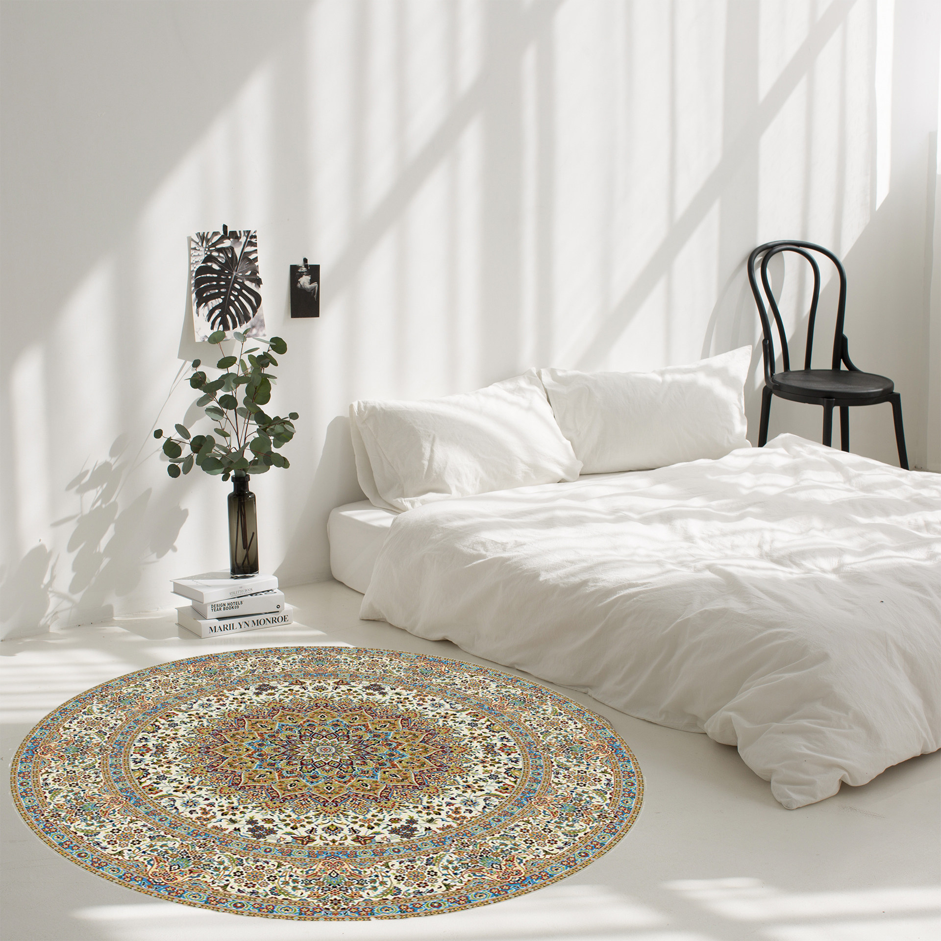 地毯美式民族风圆形轻奢波西米亚房间地垫卧室床边地毯