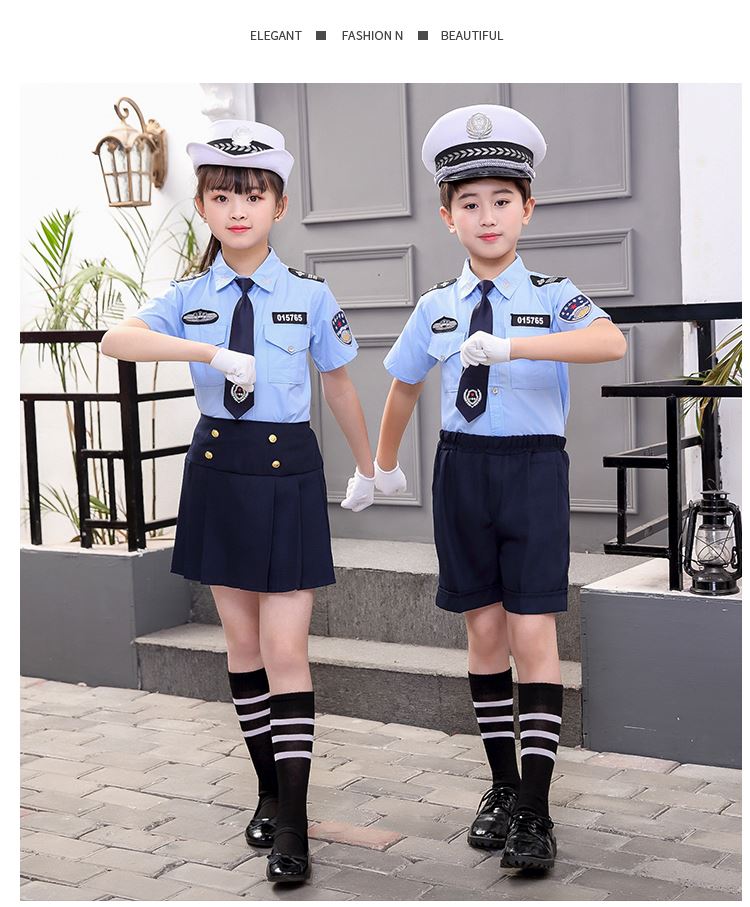 六一儿童警察表演警官衣服交警演出服幼儿园军装儿童演出服