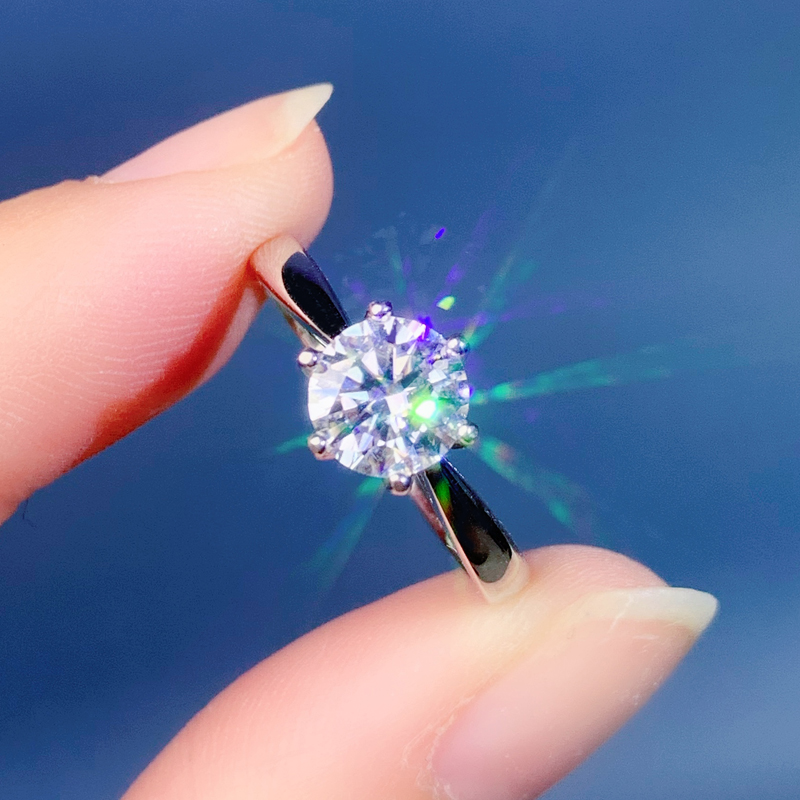 莫桑钻戒周家石经典求婚经典纯银进口s925戒指戒指