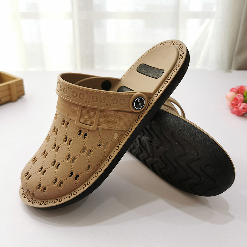 越南进口橡胶情侣拖鞋凉鞋外穿两用鞋男包头洞洞鞋