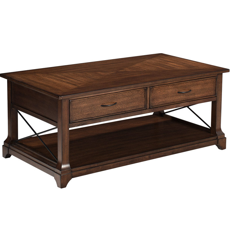 优梵艺术taylor美式乡村沙发茶几实木茶桌客厅简约小户型储物茶台