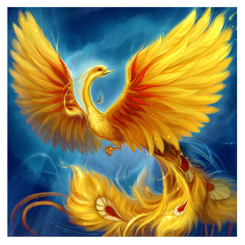 钻石diy奇幻动漫中国神兽金凤凰贴钻十字绣方钻十字绣套件