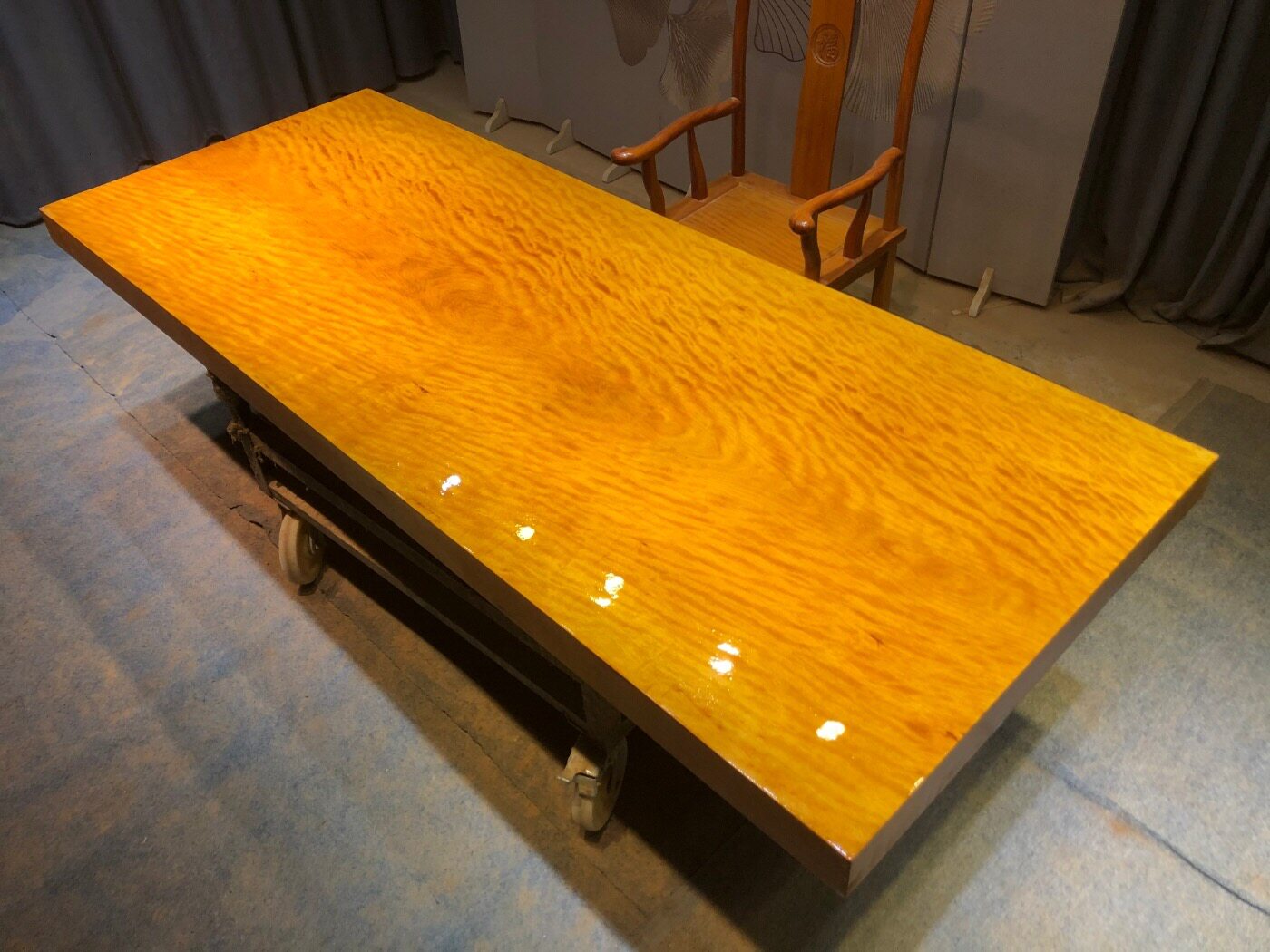 黄花梨大板桌实木原木茶桌茶台茶板菠萝格餐桌面红木家具整块清仓