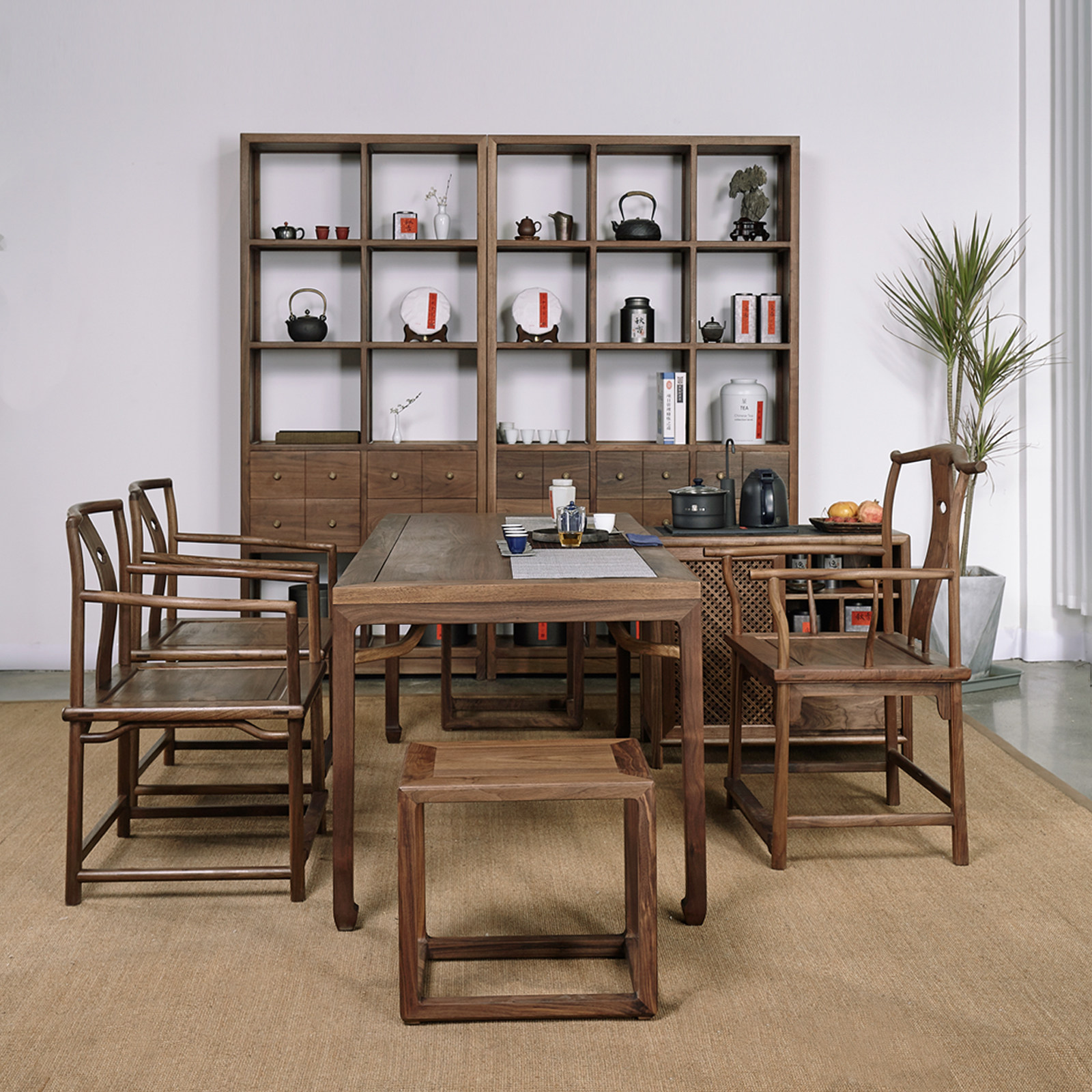 桌椅茶桌玄木实木家具茶室胡桃木组合禅意中式其它桌类