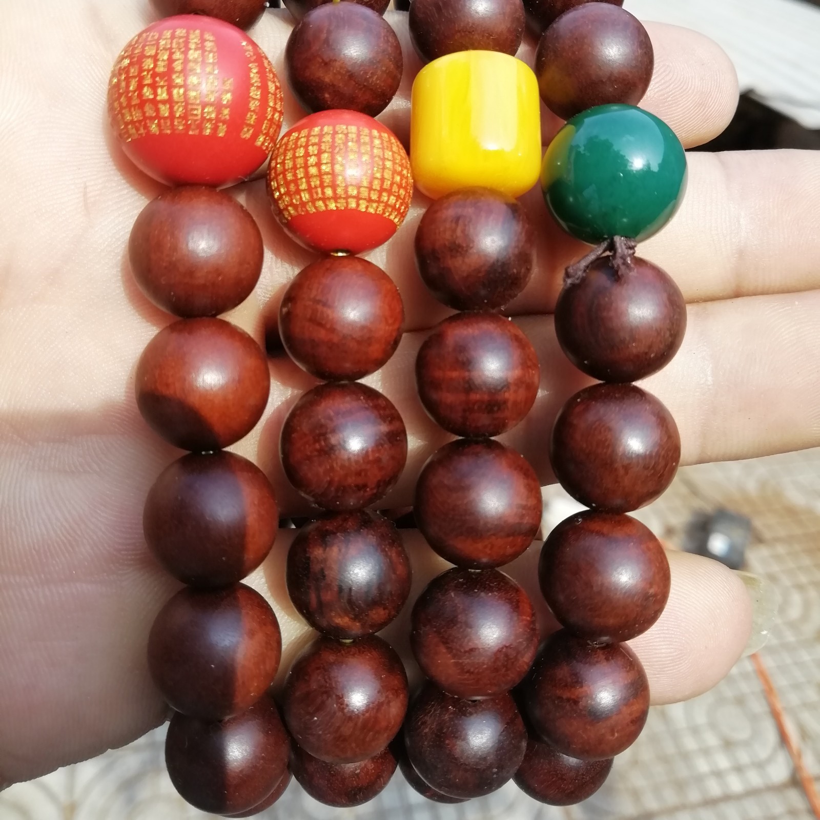 新品品千年封灵雷击枣木手串单圈红色佛珠念珠手链手串