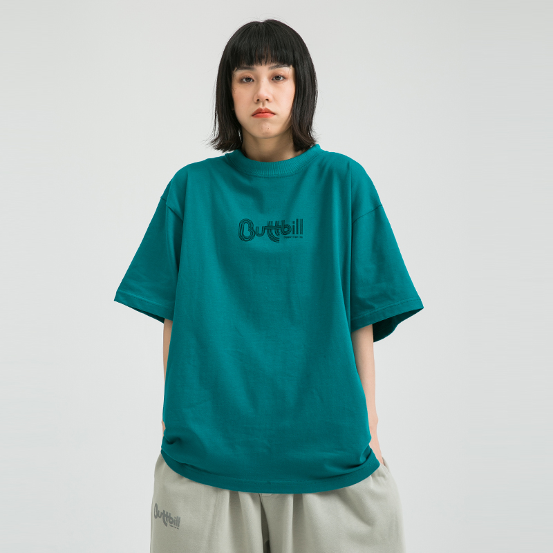 BUTTBILL 夏季新款印花国潮牌短袖男女情侣装半袖上衣纯棉宽松T恤