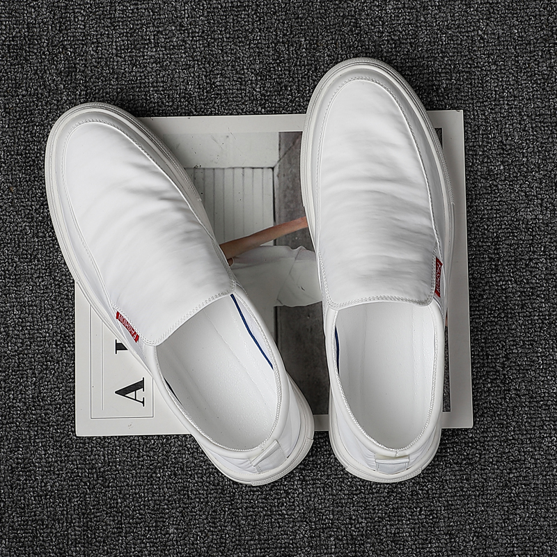 小白鞋男夏季透气一脚蹬懒人休闲鞋韩版潮流百搭春秋老北京布鞋潮