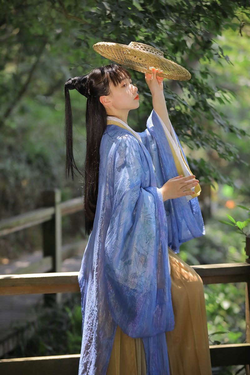 挽纱坊汉服女夏交领大袖衫套装杜若南烛