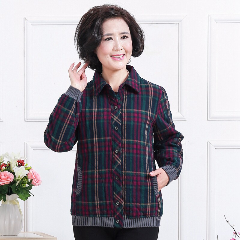 中老年薄棉棉袄老年人春秋纯棉夹克棉服上衣妈妈中老年女装