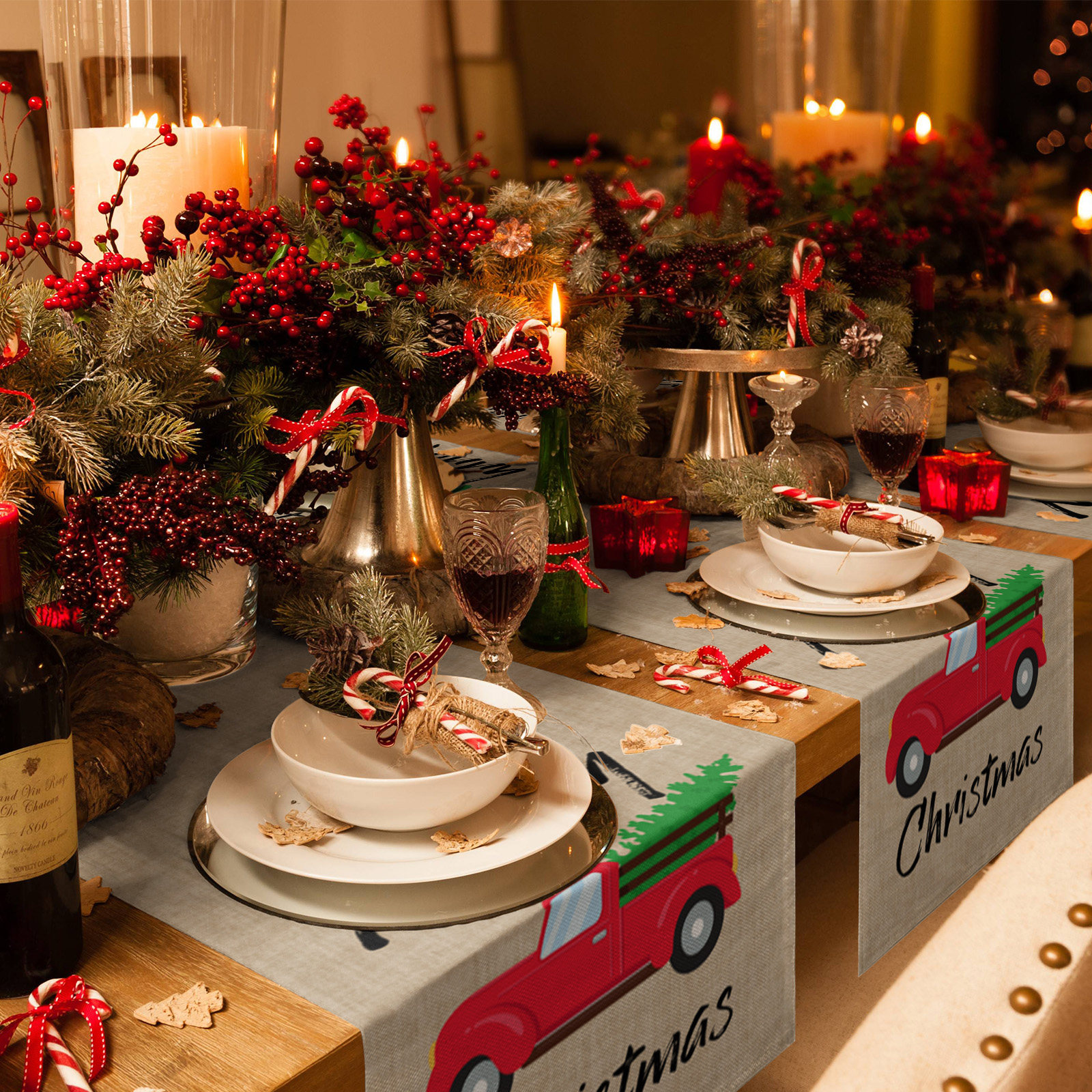 christmastablerunners圣诞节场景装饰桌面布置饰品桌旗桌旗