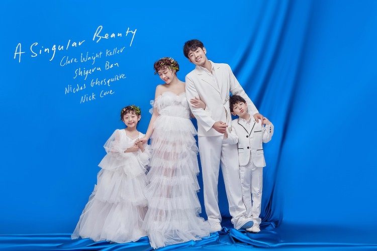 婚纱影楼展会新款白色纱裙唯美一家4口亲子装母女儿童演出服