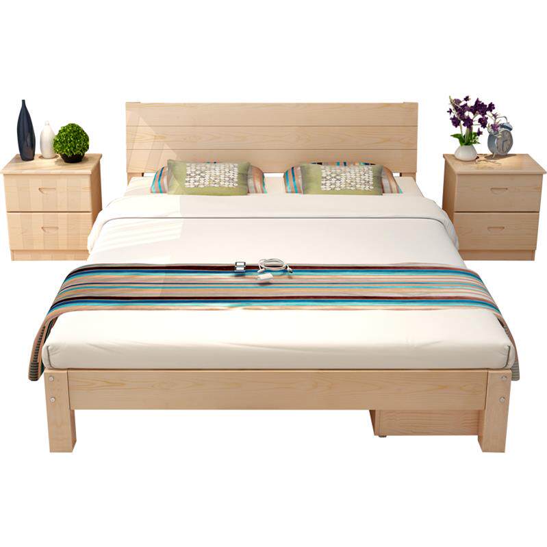 2019新款实木床 一米二的床 单人床小户型 1米5床带床垫 简约现代