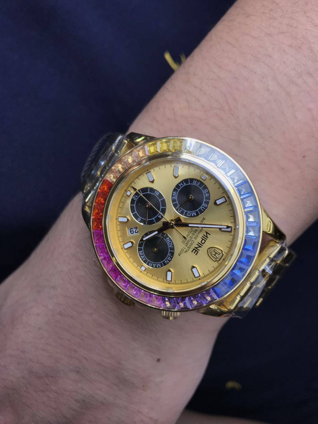 金表西普彩色男士金链24k黄金圆盘足金正品手饰