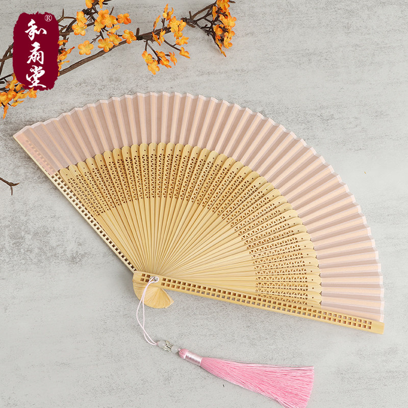 和扇堂6寸女扇丝绸折扇手绘古风女士扇子镂空扇子