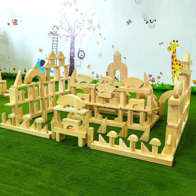 积木幼儿园木王拼装立体大块木制建构区益智儿童玩具多米诺骨牌