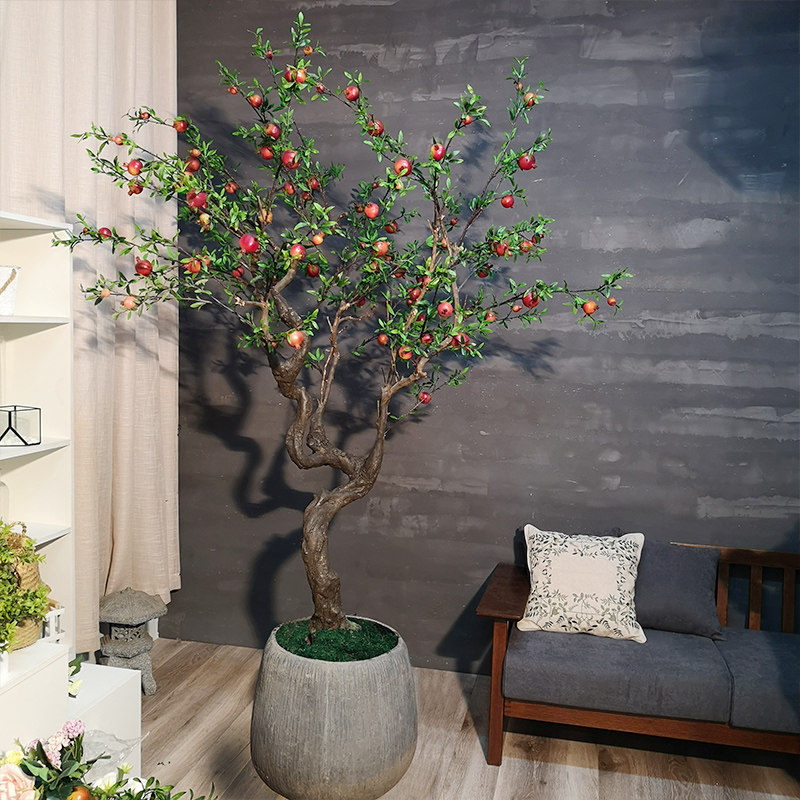 仿真空间石榴树假植物室内庭院客厅落地盆景仿真植物盆景