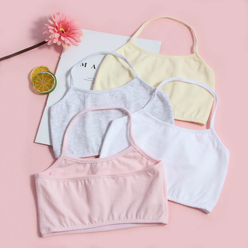 女童发育第一阶段吊带背心纯棉挂脖小学生防凸点发育内衣