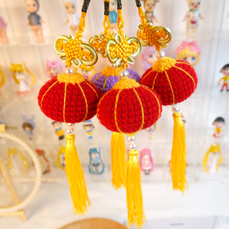 可可家牛年挂件毛线钩针编织小牛中国结灯笼diy毛线
