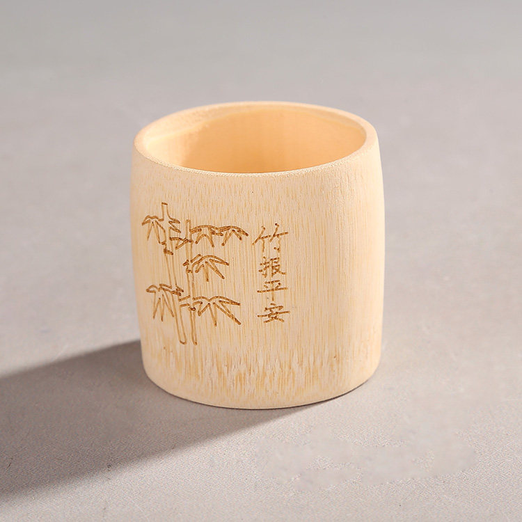 竹杯子天然竹制茶杯水杯无漆碳化竹杯竹酒具定制logo功夫茶道配件