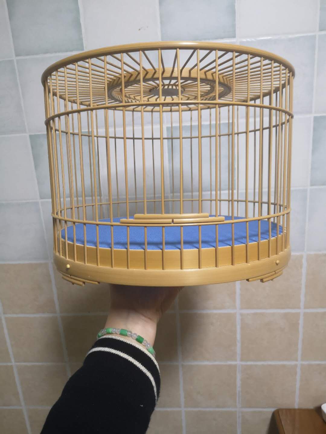 包邮涿州鸟笼56条52条绷布底带顶棚圈靛颏圆笼竹鸟笼