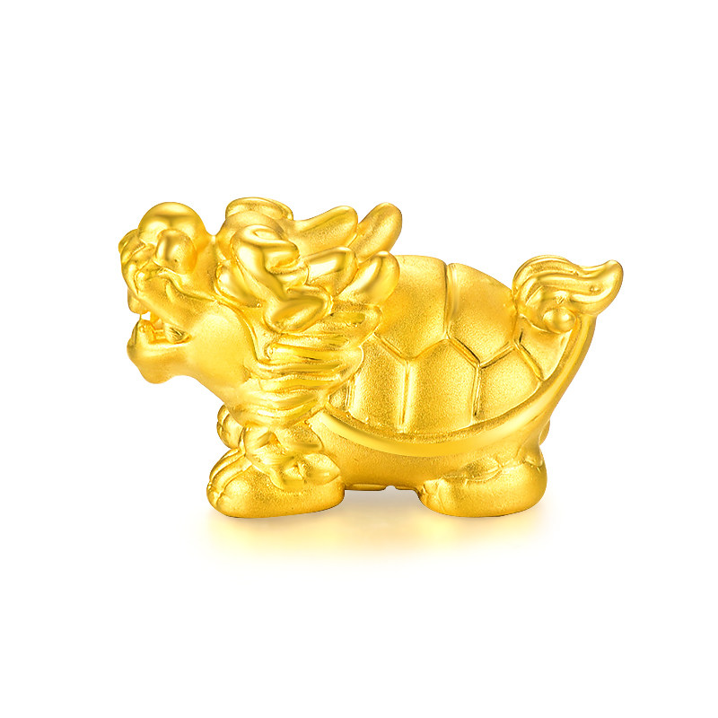 黄金3d硬金龙龟手链足金小乌龟转运珠手串龙头路路通男女情侣款