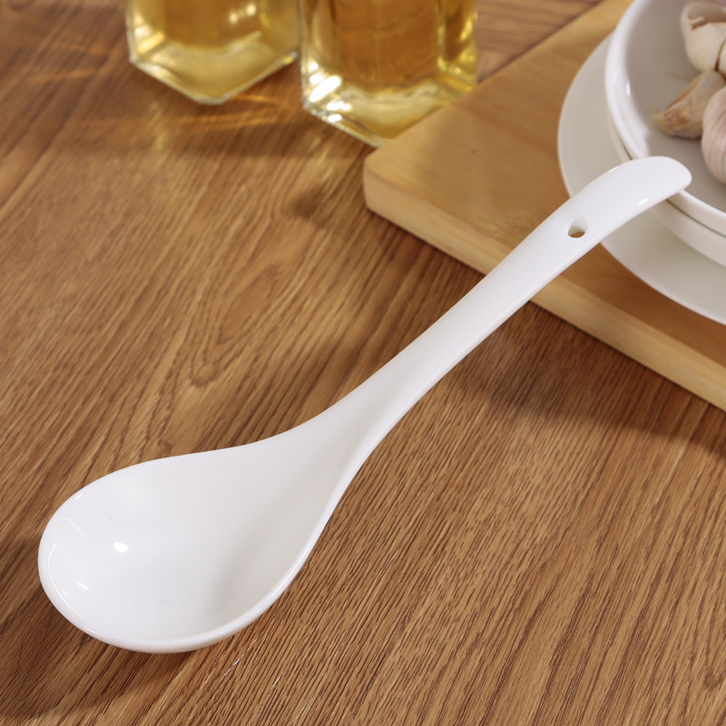 勺子陶瓷纯白色汤勺碗勺酱油日韩韩式餐具配勺叉