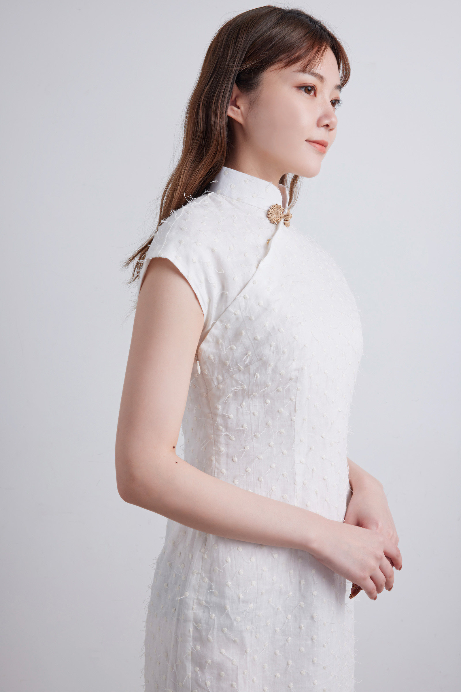 单芒絮语连衣裙旗袍苎麻白色米白女校民国2021连衣裙