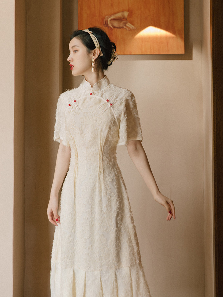 司藤同款旗袍夏季2021年春新款法式复古年轻连衣裙