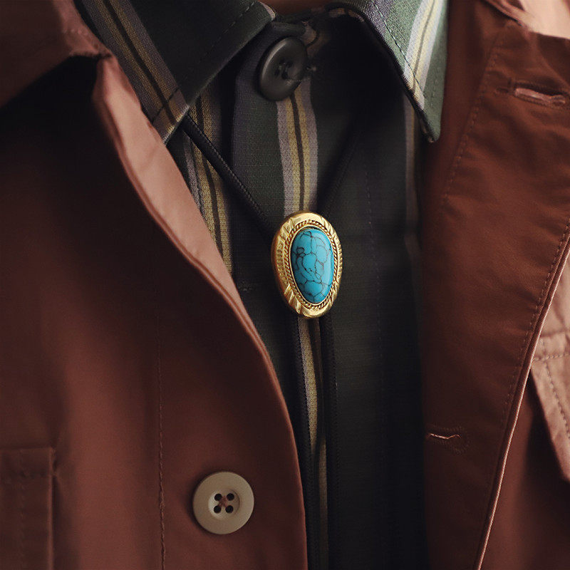 远山复古黄铜松石西部牛仔波洛领带bolotie男士领带