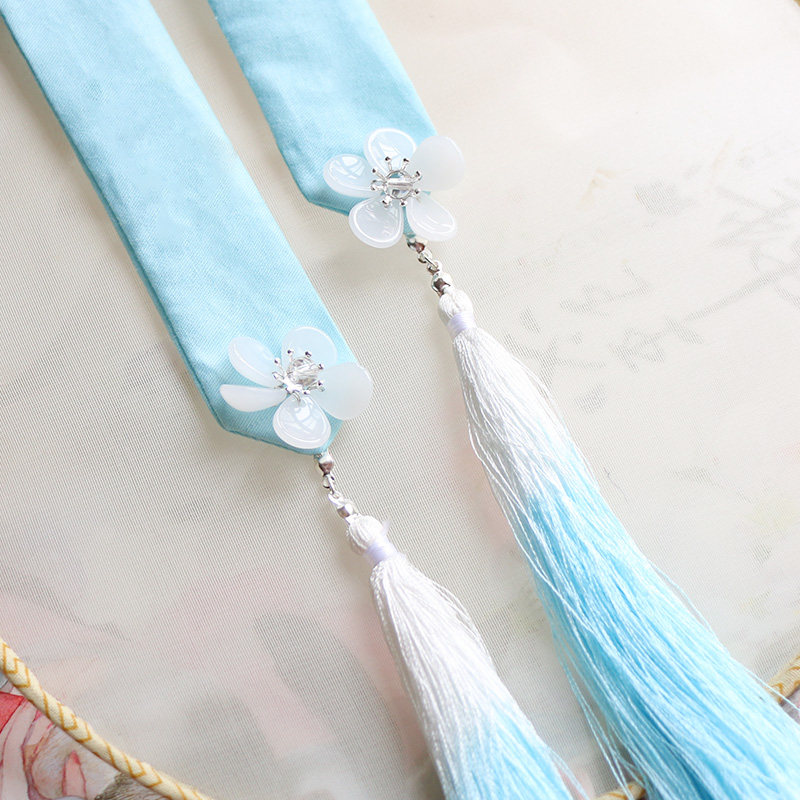 素梅汉服古装清新文艺超仙天蓝色抹额发饰