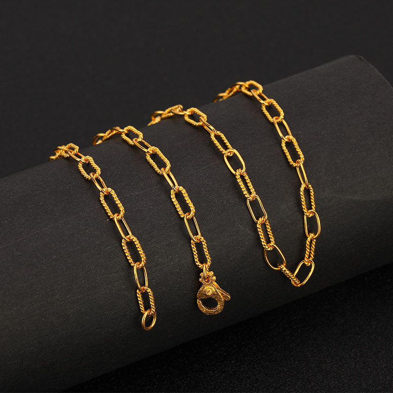 麻花古法纯金手工黄金链条足金光圈手链复古手饰