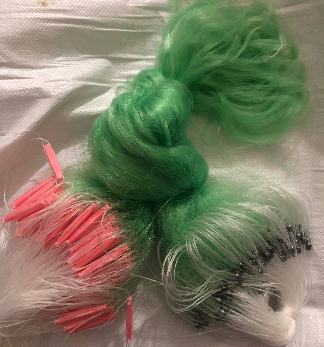 鱼网加重塑料漂小套三层渔网12米米高粘网丝网鱼网