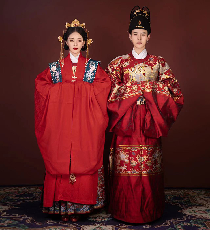 传统婚服汉服明制婚服明圆领大衫霞帔明制婚礼伴娘伴郎汉服