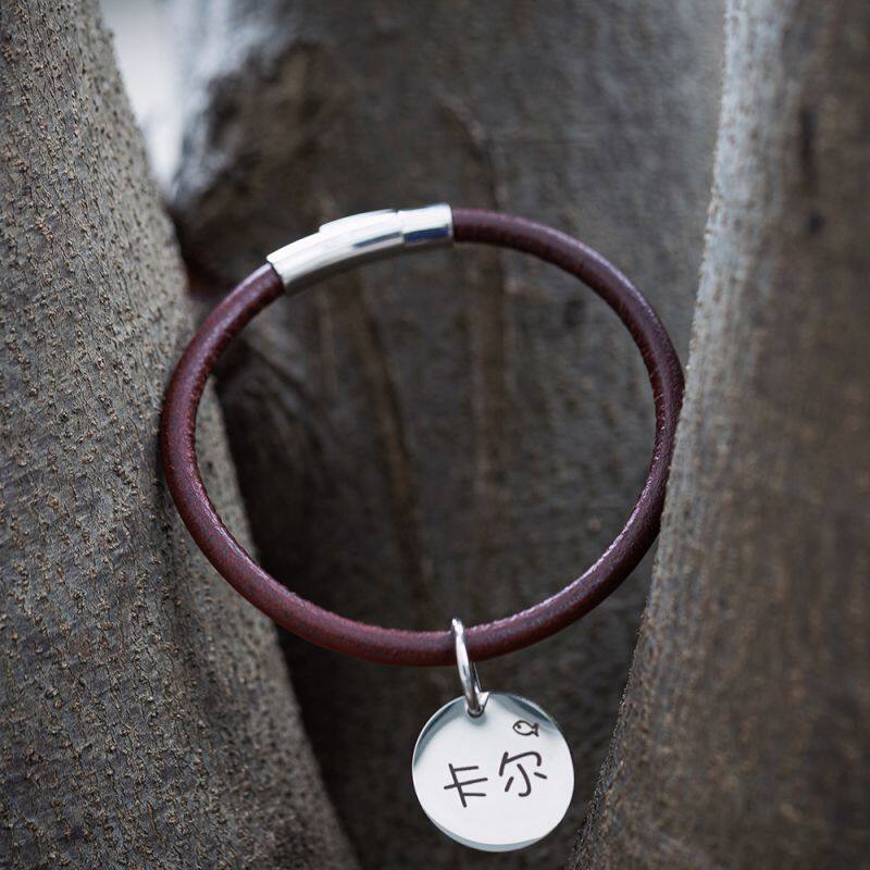 猫咪世界日本皮绳项圈宠物项链名牌挂牌安全铃铛生肖牌皮革手环