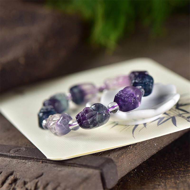 天然石招财时尚转运招财暖宫萤石手串荧石单圈彩手链