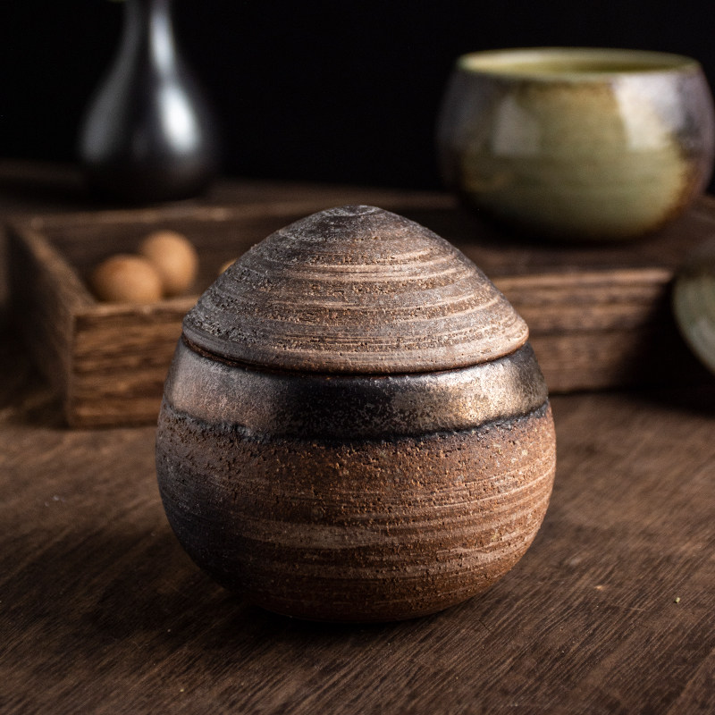 波佐见烧粗陶茶碗日本进口陶瓷隔水炖盅汤盅无铅炖锅