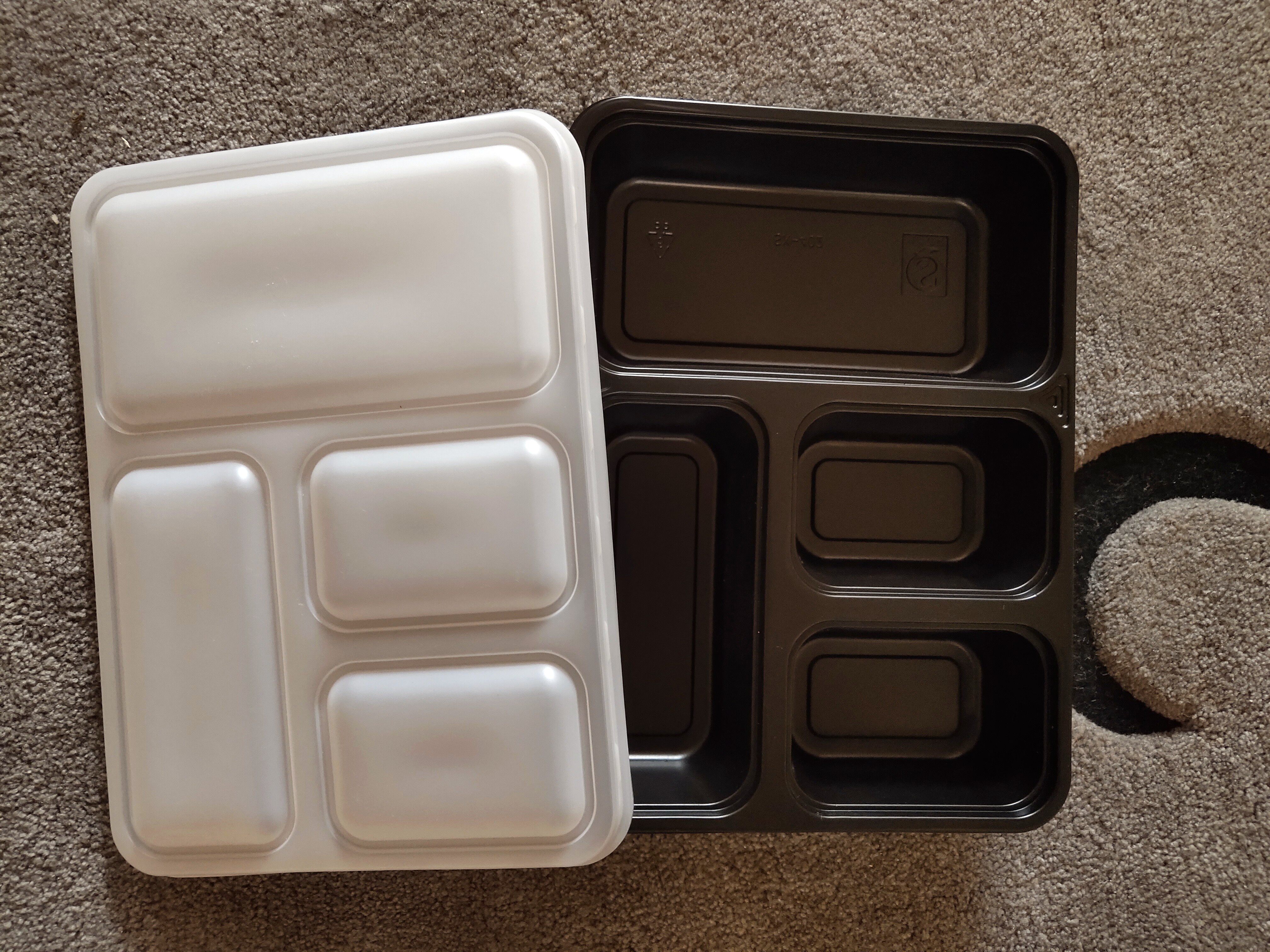 一次性餐盒黑色四格精品pp材质外卖快餐打包一次性餐盒