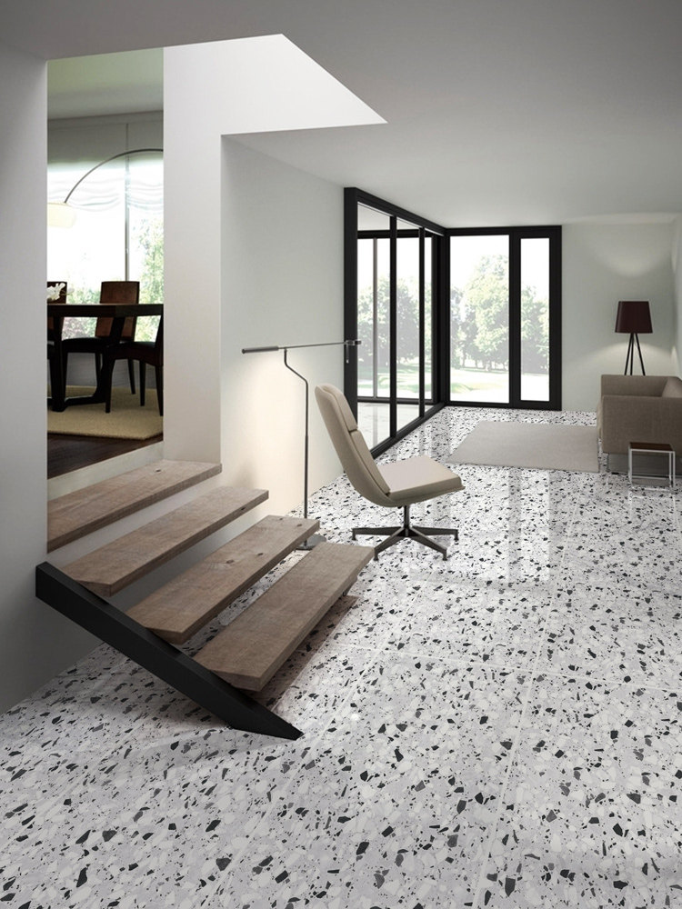 海伦亮光水磨石瓷砖个性餐厅奶茶服装店釉面砖大规仿古砖包括文化石