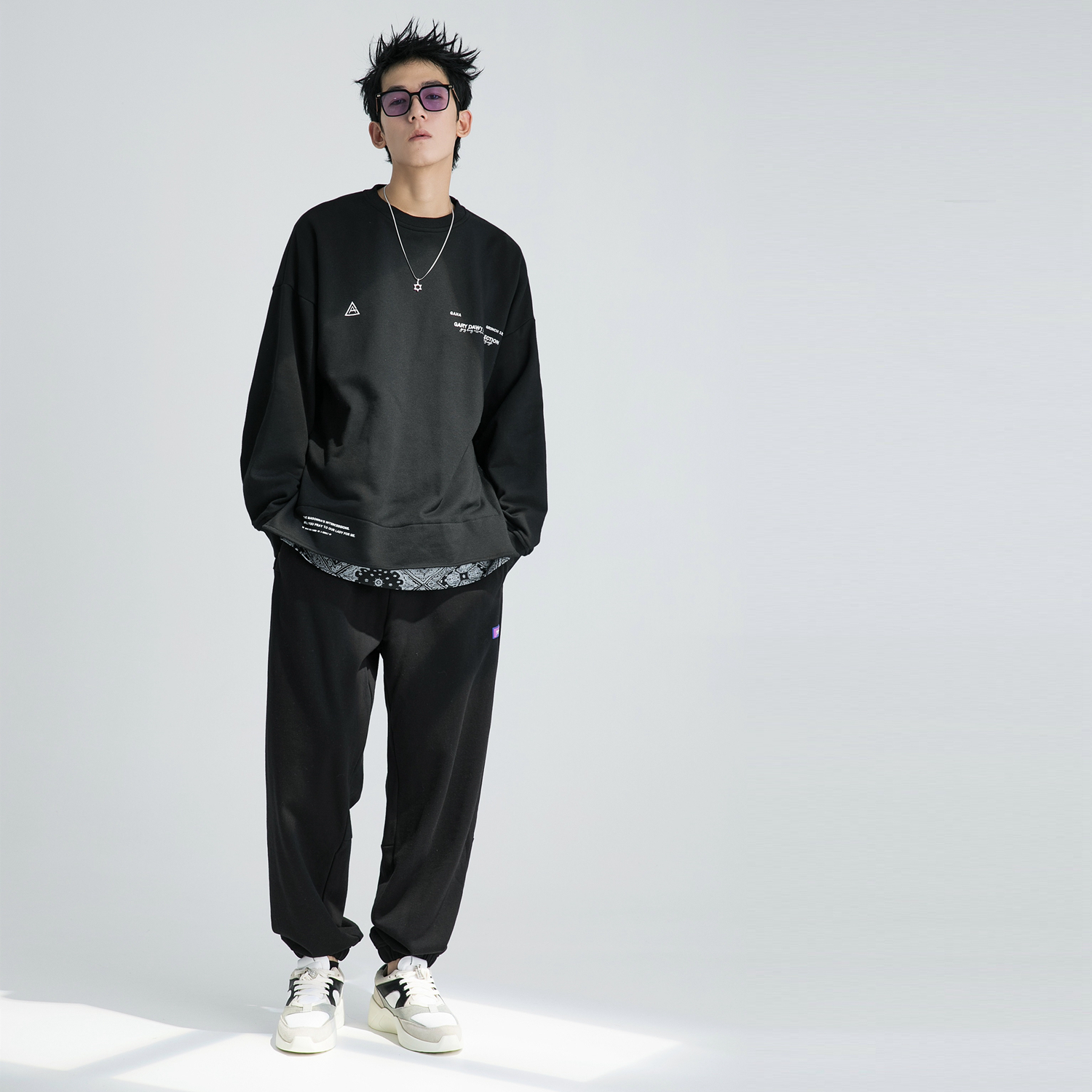 grinch1928-gaha美潮高街风腰果花拼接假两件卫衣男宽松休闲上衣