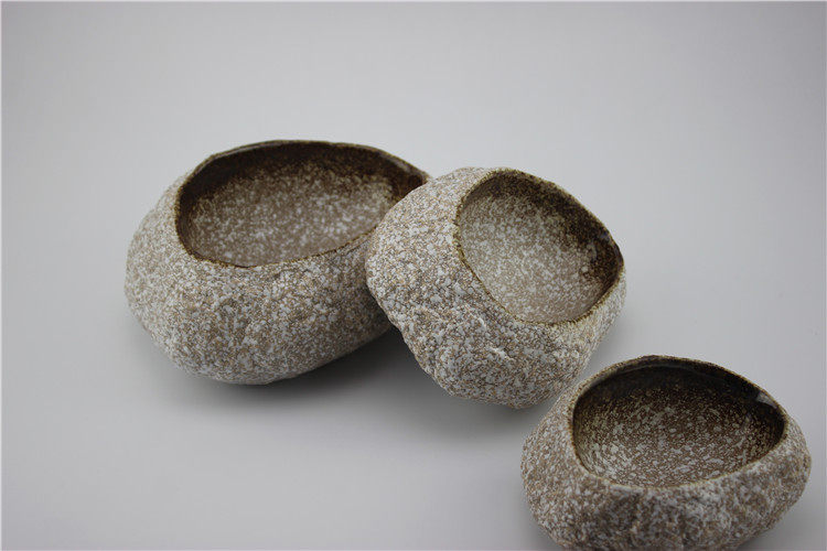 创意旦型石头碗特色仿古刺身碗冰淇淋碗小吃碗寿司碗等陶瓷餐具