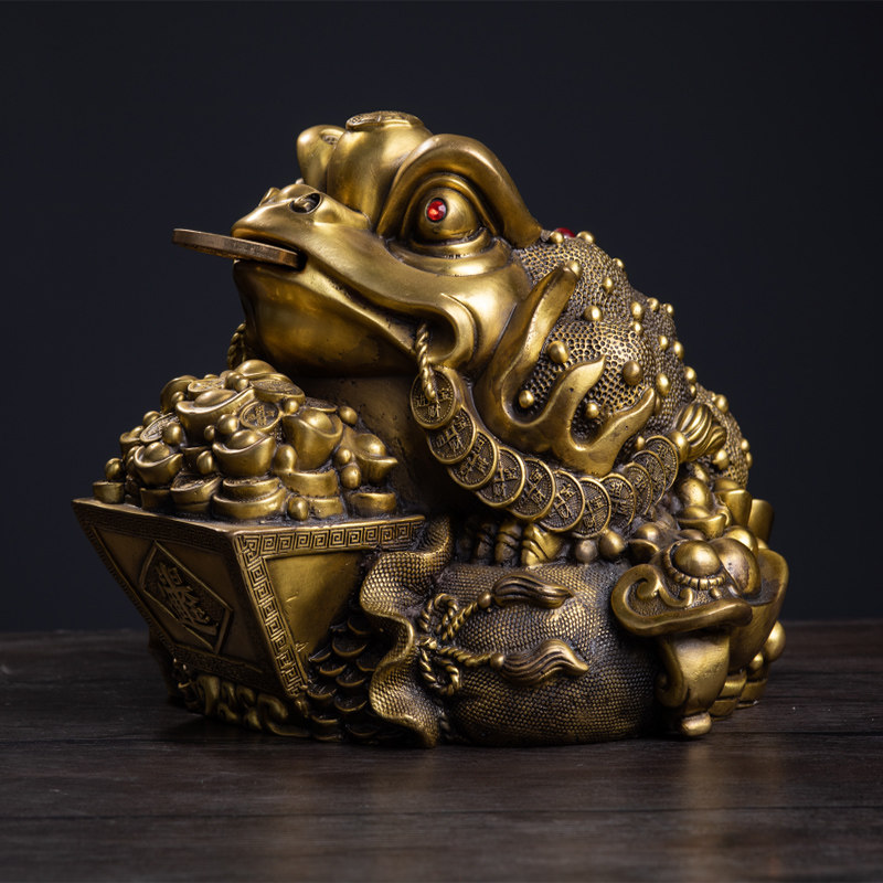 金蟾招财摆件纯铜办公室客厅工艺品蛤蟆蟾蜍摆件开业礼品三足金蝉
