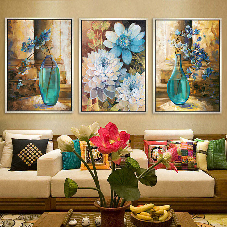 新款蓝宝石三联贴钻十字绣满钻客厅5d圆钻砖石十字绣套件